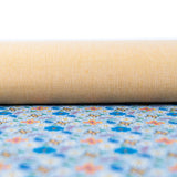 Blue Floral Cork Fabric – Sustainable Vegan Material for Bags, Crafts & Décor