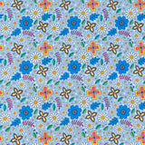 Blue Floral Cork Fabric – Sustainable Vegan Material for Bags, Crafts & Décor