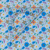 Blue Floral Cork Fabric – Sustainable Vegan Material for Bags, Crafts & Décor