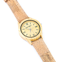 Corkadia Unisex Roman Numeral Cork Watch - Wood Grain Dial