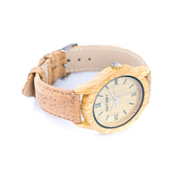 Corkadia Unisex Roman Numeral Cork Watch - Wood Grain Dial