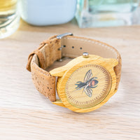 Corkadia Women's Bee Motif Cork Strap Watch - Natural & Unique