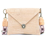 Cork Envelope Crossbody Bag with Interchangeable Strap - Vegan Clutch BAGP-354