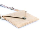 Cork Envelope Crossbody Bag with Interchangeable Strap - Vegan Clutch BAGP-354