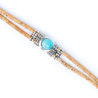 Turquoise Cork Bracelet Women - Handmade Eco