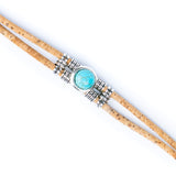Turquoise Cork Bracelet Women - Handmade Eco