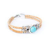 Turquoise Cork Bracelet Women - Handmade Eco