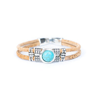 Turquoise Cork Bracelet Women - Handmade Eco