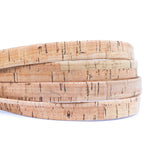 Natural 15mm Flat Cork Cord with Cotton Core - Double-Sided Eco Leather Alternative (10m Roll)