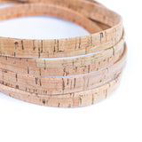 Natural 15mm Flat Cork Cord with Cotton Core - Double-Sided Eco Leather Alternative (10m Roll)