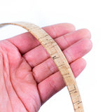 Natural 15mm Flat Cork Cord with Cotton Core - Double-Sided Eco Leather Alternative (10m Roll)