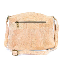 Floral Cork Crossbody Bag: Triple Zipper Design