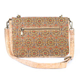 Women's Cork Shoulder Bag with Chain Accent & Button Closure