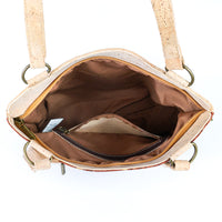 Cork Shoulder Bag with Double Zipper Pockets