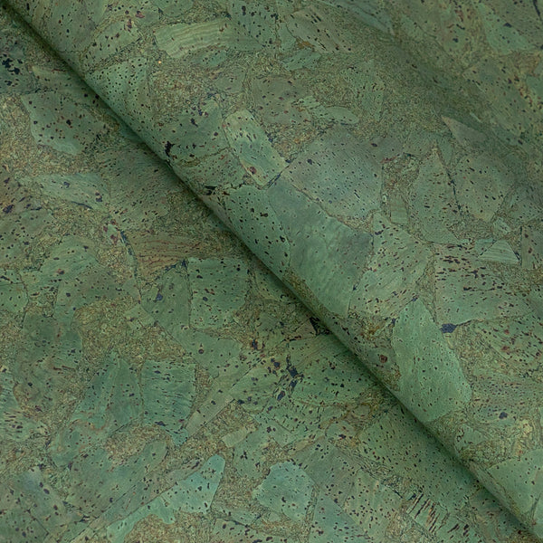 Natural Green Cork Fabric with Abstract Pattern