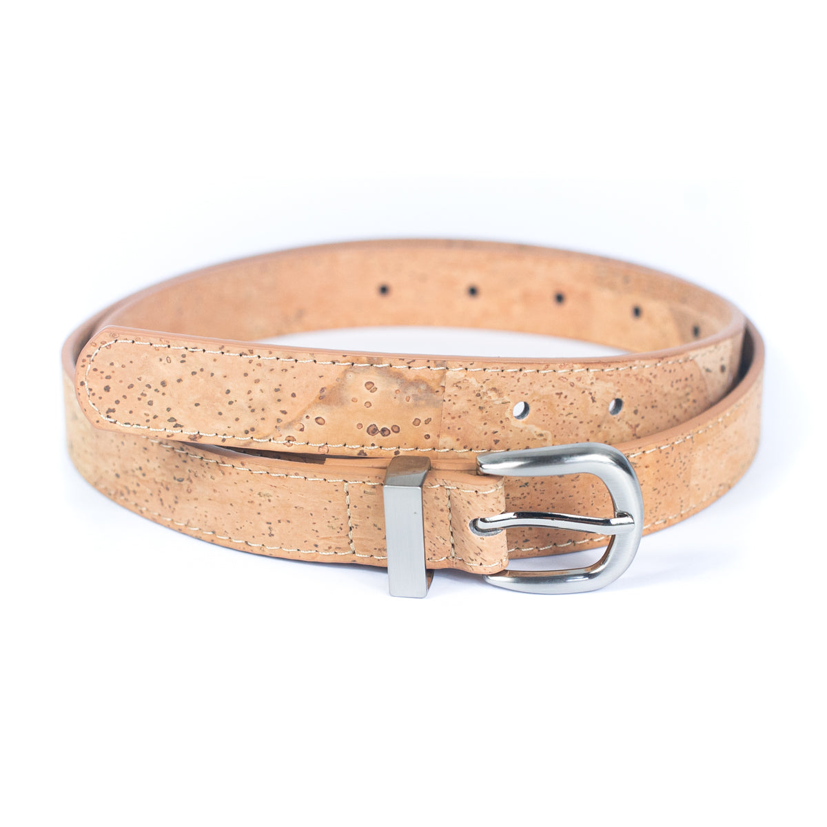 Slim Cork Belt 20mm – Lightweight Vegan Belt with Silver Buckle Women main image 3