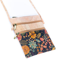 Sustainable Statement Piece: Floral Double-Zip Cork Crossbody