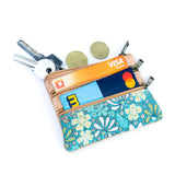 Triple-Zip Cork Mini Coin Pouch