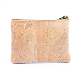 Triple-Zip Cork Mini Coin Pouch