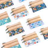 Triple-Zip Cork Mini Coin Pouch