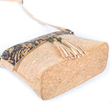 Tassel Zip Pocket Women’s Cork Crossbody Bag – Coffee Bean Infused