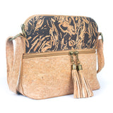 Tassel Zip Pocket Women’s Cork Crossbody Bag – Coffee Bean Infused