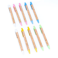 Eco-Friendly Cork Grip Ballpoint Pens - Set of 10