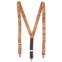 Tobacco Brown Adjustable Cork Suspenders - Men's Eco-Conscious Dress Accessory