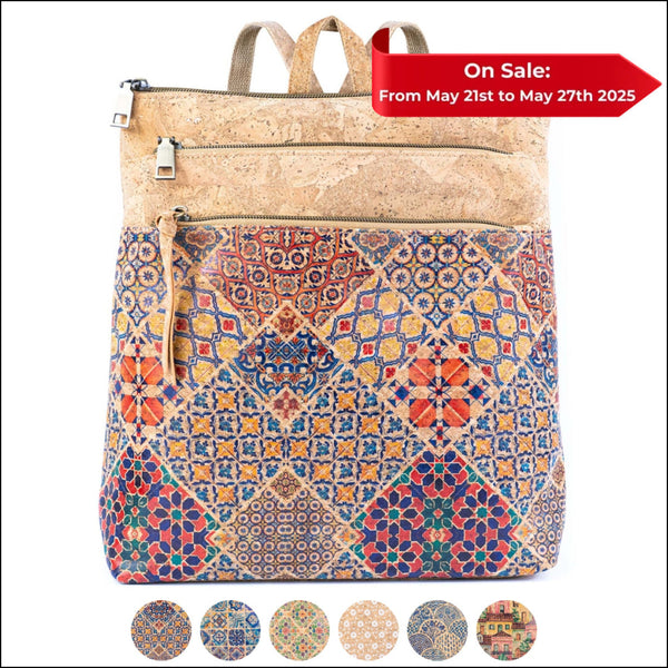 Cork Backpack for Women Vegan Rucksack with Multiple Pockets BAGD-601 Flash Sales