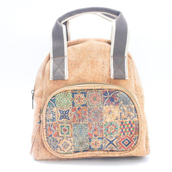 Natural Cork Women's Backpack with printed mosaic design