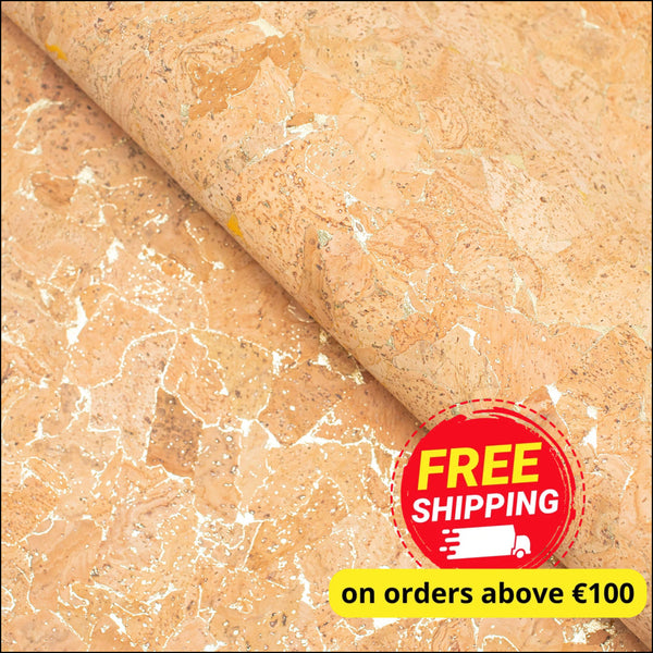 Natural Cork Fabric with Gold Veins COF-202 cork fabric