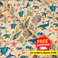 Ocean Animals Cork Fabric COF-633 cork fabric
