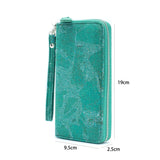 Turquoise Green Cork Wallet with Detachable Wrist Strap