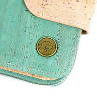 🌿 Stylish Solid-Color Cork Women's Short Wallet