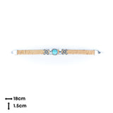 Handcrafted Natural Cork Bracelet & Earring Set – Eco-Chic Portuguese Design (Red, Turquoise & White)