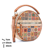 Printed Cork Round Crossbody Bag for Women  BAGD-584