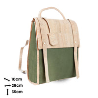 Eco-Friendly Cork and Green Canvas Backpack for Women