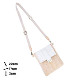 Natural Cork Crossbody Bag with White Flap & Cat Clasp