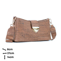 Chic Cork Crossbody Bag with Gold Clasp & Adjustable Cotton Strap