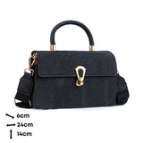 Elegant Black Cork Crossbody Bag with Gold Buckle