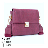 Eco-Chic Maroon Cork Crossbody Bag with Golden Lock