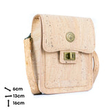 Cork Crossbody Phone Bag – Natural & Black Cork | Vintage Twist Lock