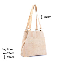 Eco-Friendly Cork Tote Bag for Women with Front Pocket