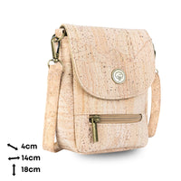 Natural Cork Crossbody Phone Bag with Vintage Turn Lock