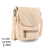 Natural Cork Crossbody Phone Bag with Vintage Turn Lock