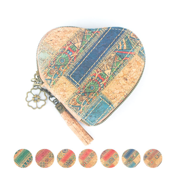 Printed Cork Heart-Shaped Women's Coin Purse BAGF-078