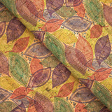Cork fabric Purple and green leaves pattern COF-282 - CORKADIA