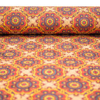 Natural cork fabric tile, Portuguese flower pattern COF-277 - CORKADIA