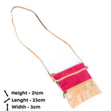 Dimensions of Triple Zip Women's Cork Crossbody Bag in pink