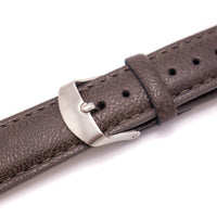 watch strap close up showing silver buckle
